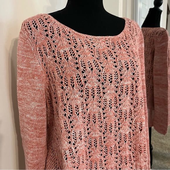 Preswick & Moore Cozy Pink Crochet Sweater Women's XL - Picture 1 of 11